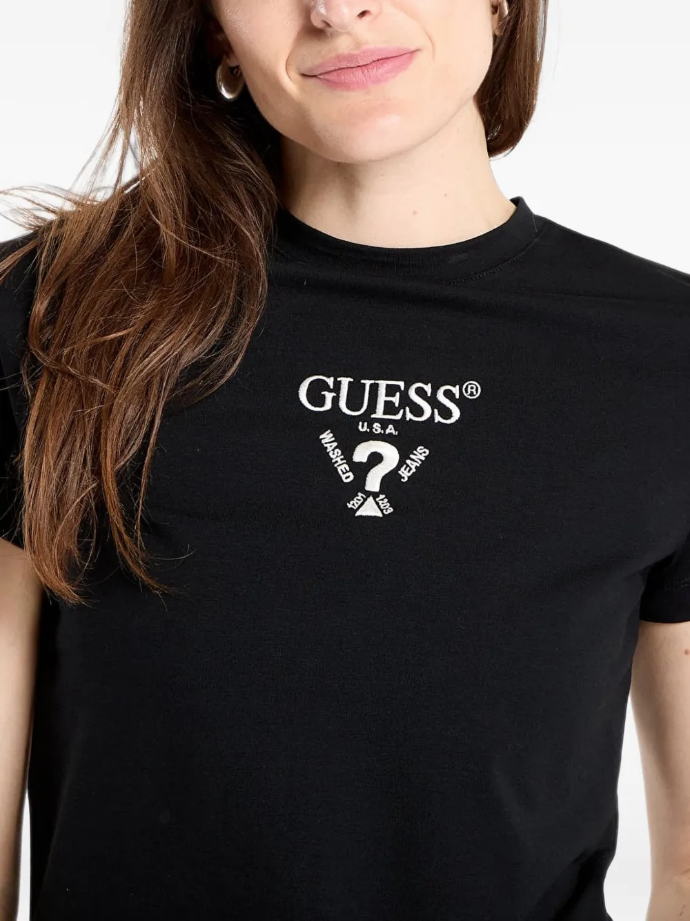 GUESS USA logo-print T-shirt Zwart