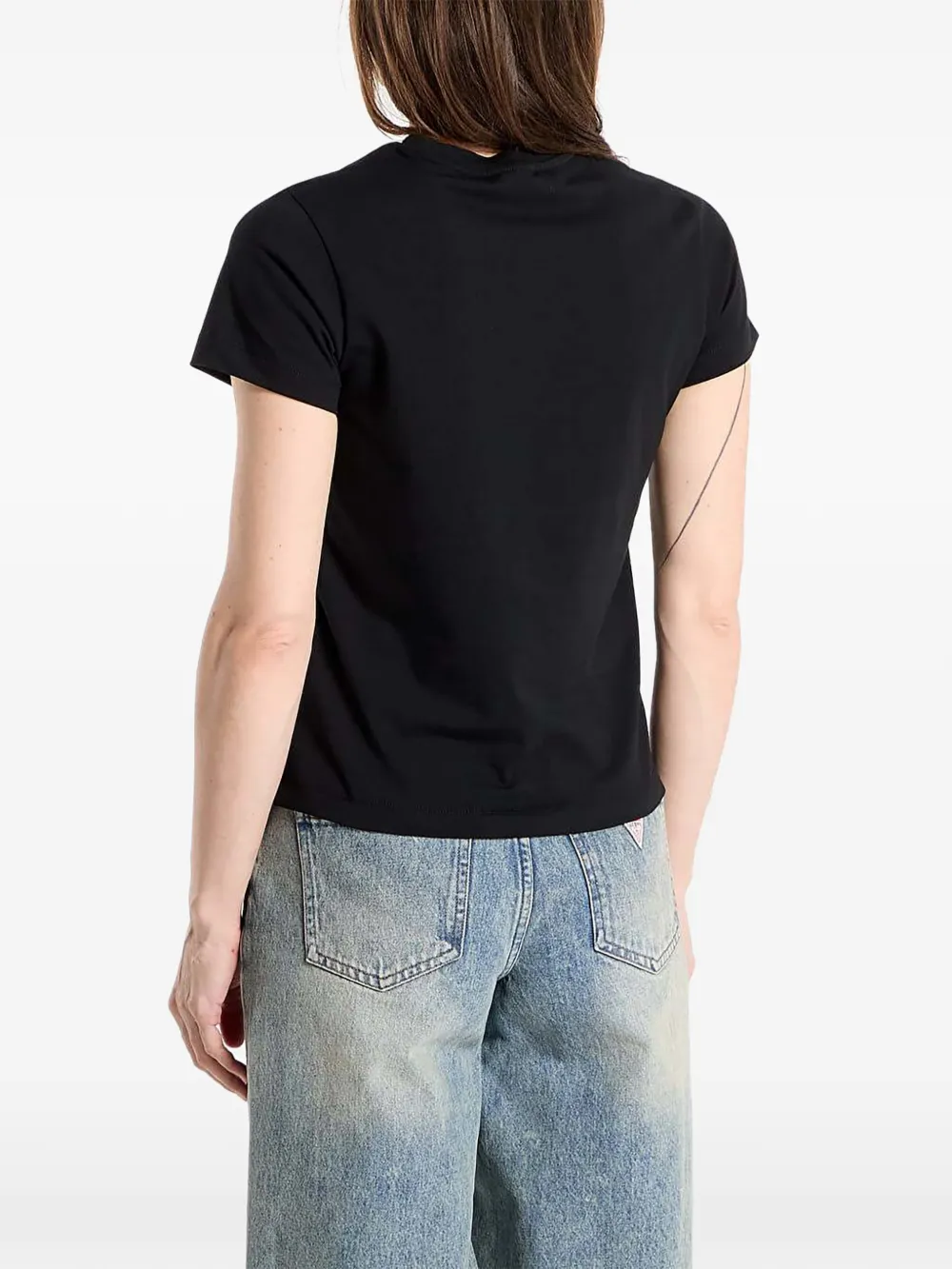 GUESS USA logo-print T-shirt Zwart