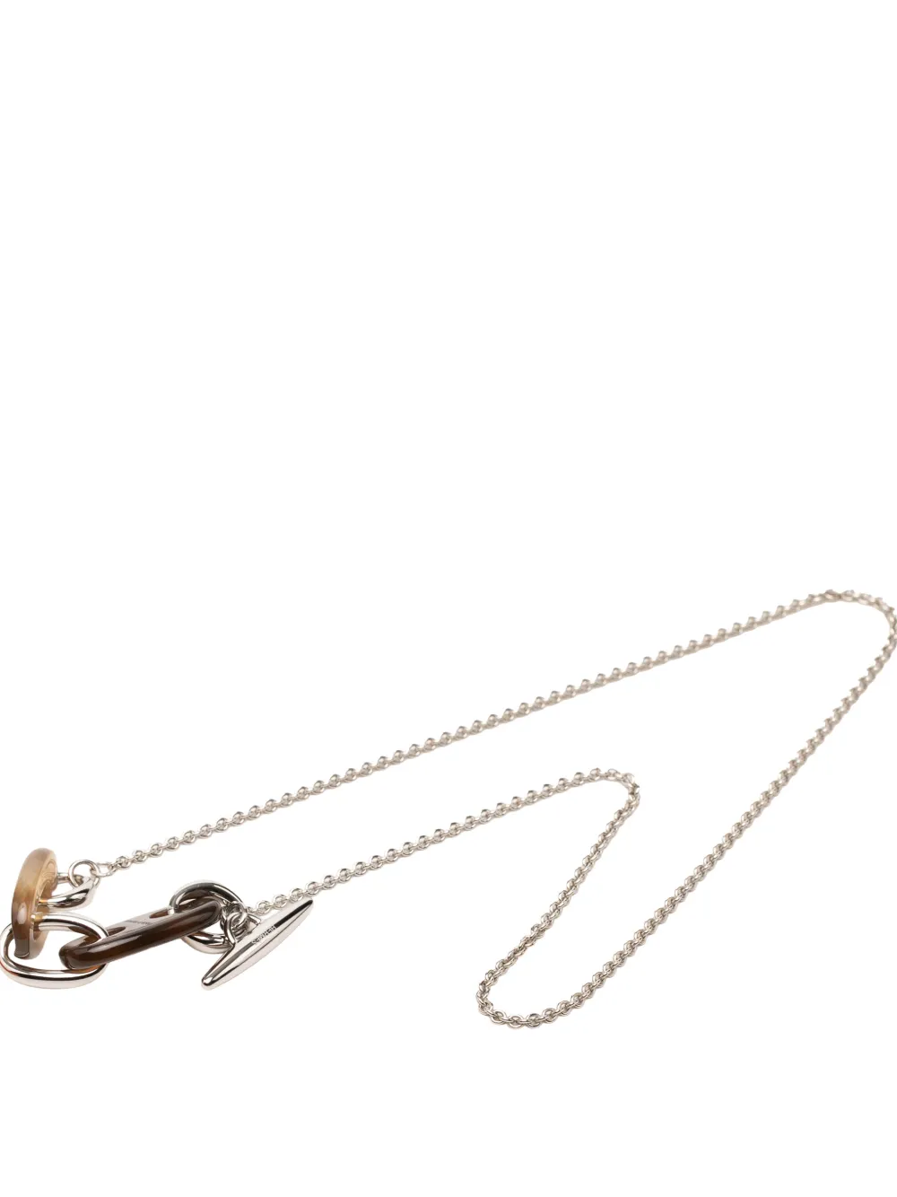 Hermès Pre-Owned 2010-2026 Palladium Plated and Buffalo Horn Maillon Pendant Necklace costume necklace - Silber
