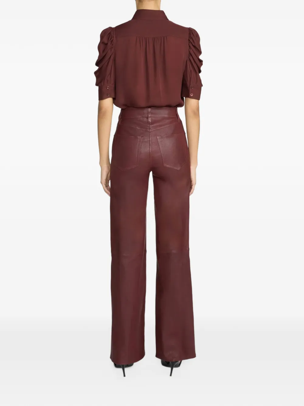 FRAME high-waisted wide-leg trousers Rood