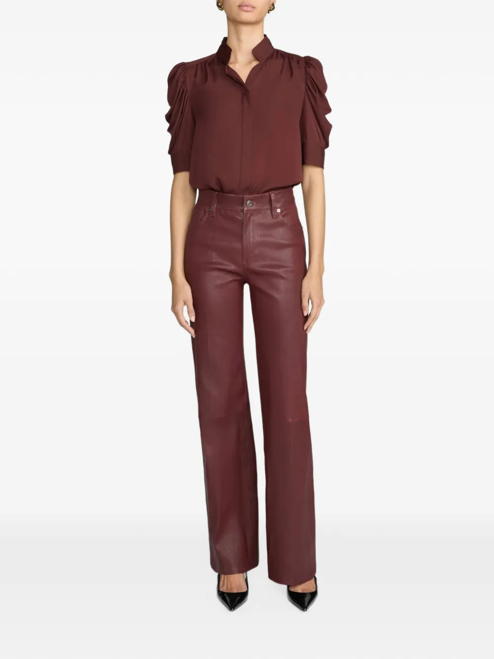 FRAME high-waisted wide-leg trousers Rood