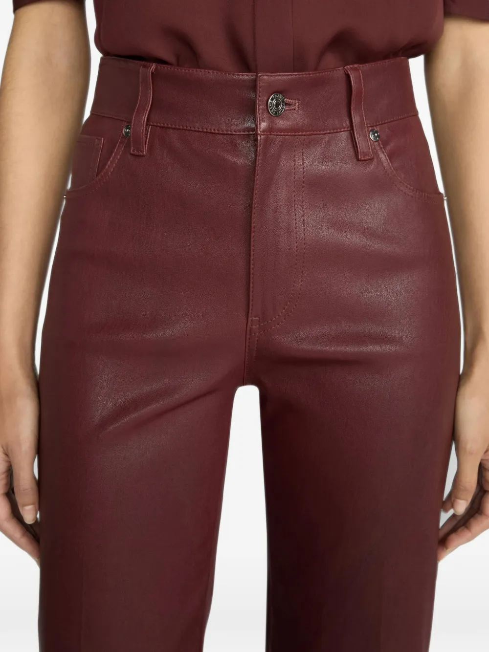 FRAME high-waisted wide-leg trousers Rood
