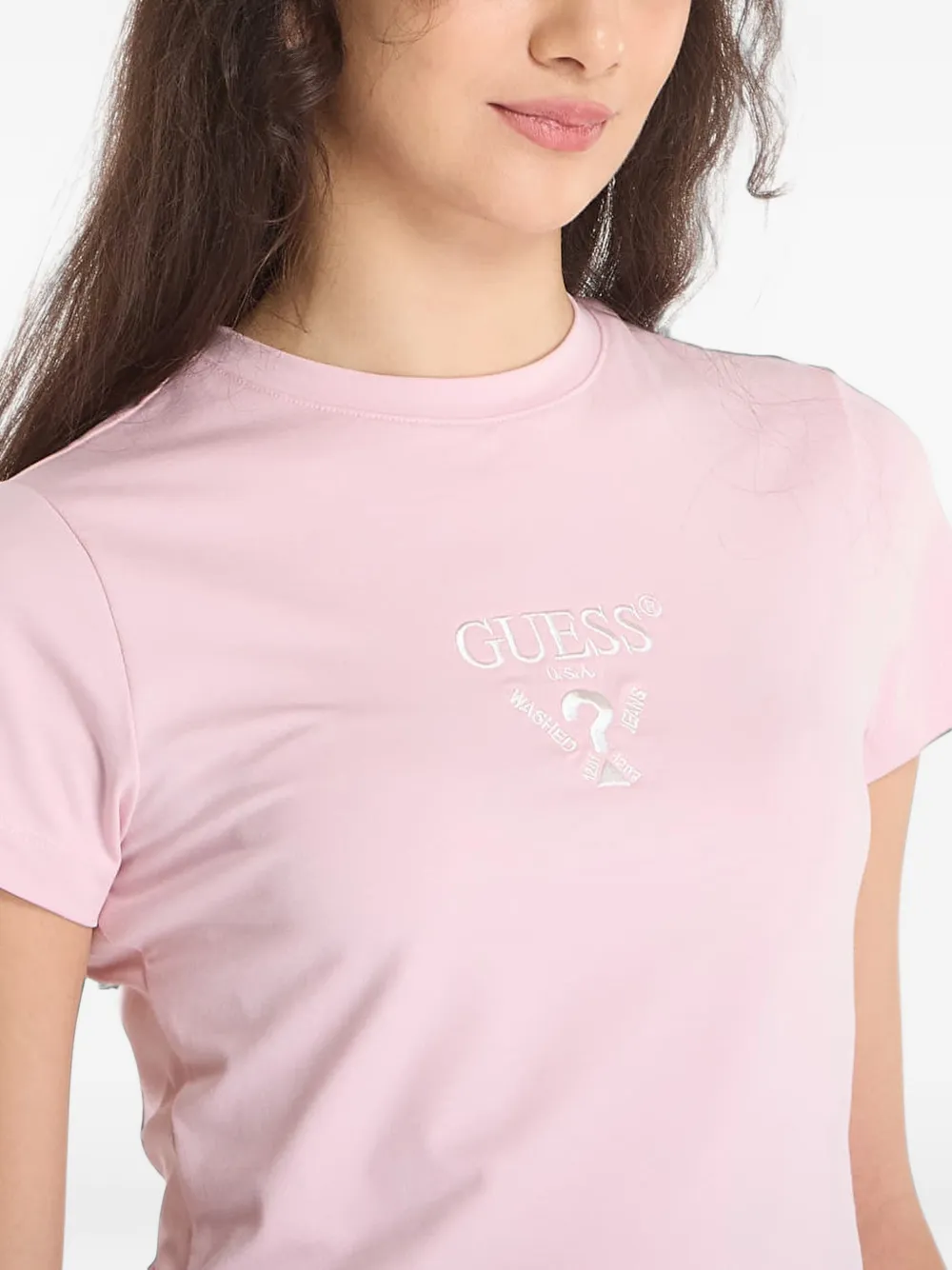GUESS USA Colette logo-print T-shirt Roze