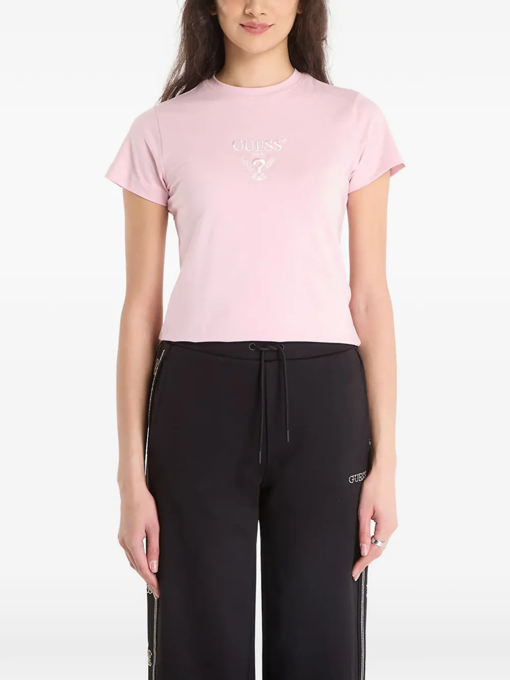 GUESS USA Colette logo-print T-shirt Roze