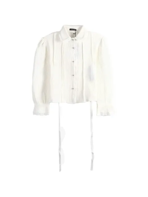 Ann Demeulemeester Isaka lace-trimmed pintuck-detail shirt