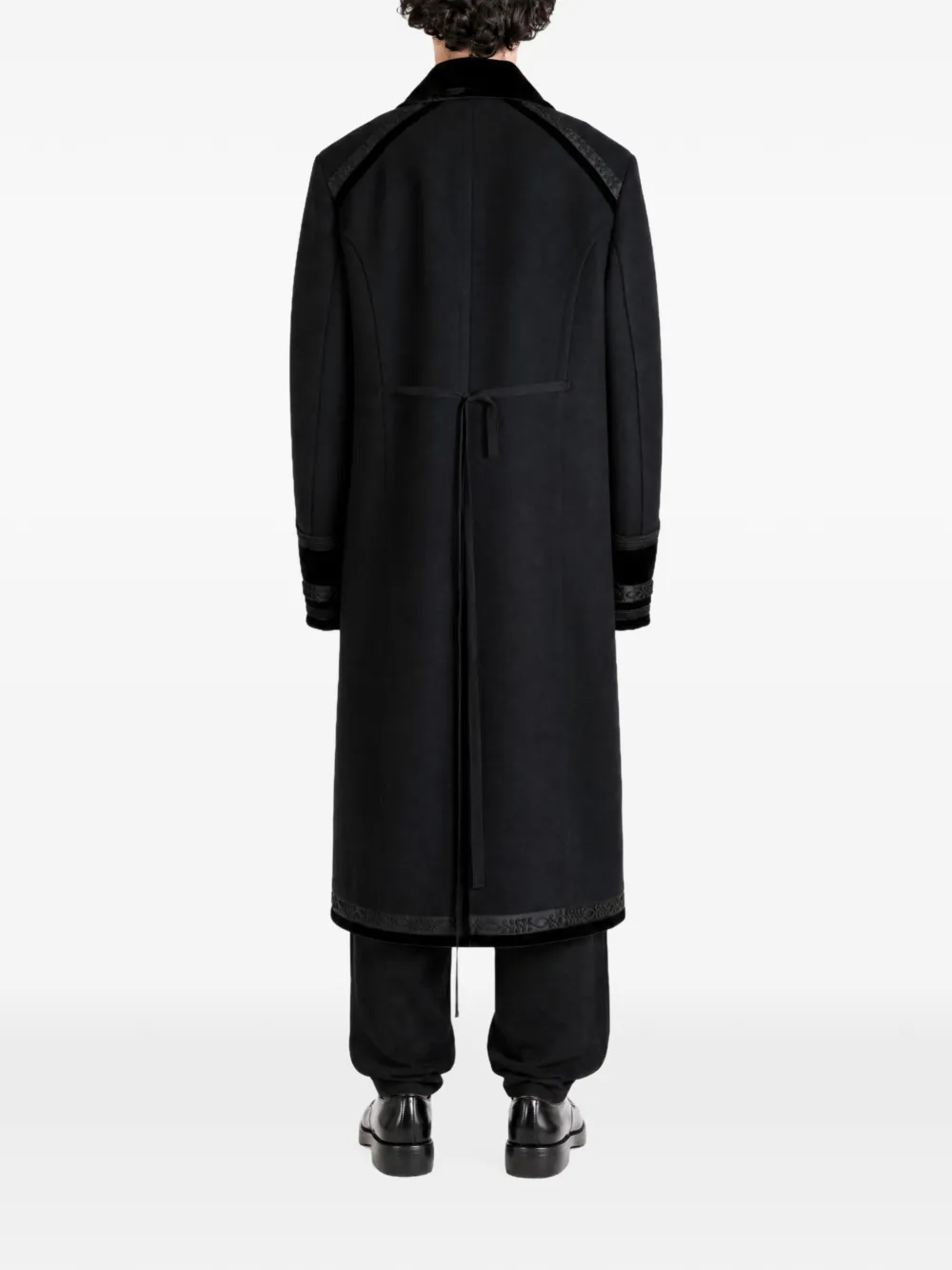 Ann Demeulemeester Havtor velvet-trimmed embroidered coat Zwart
