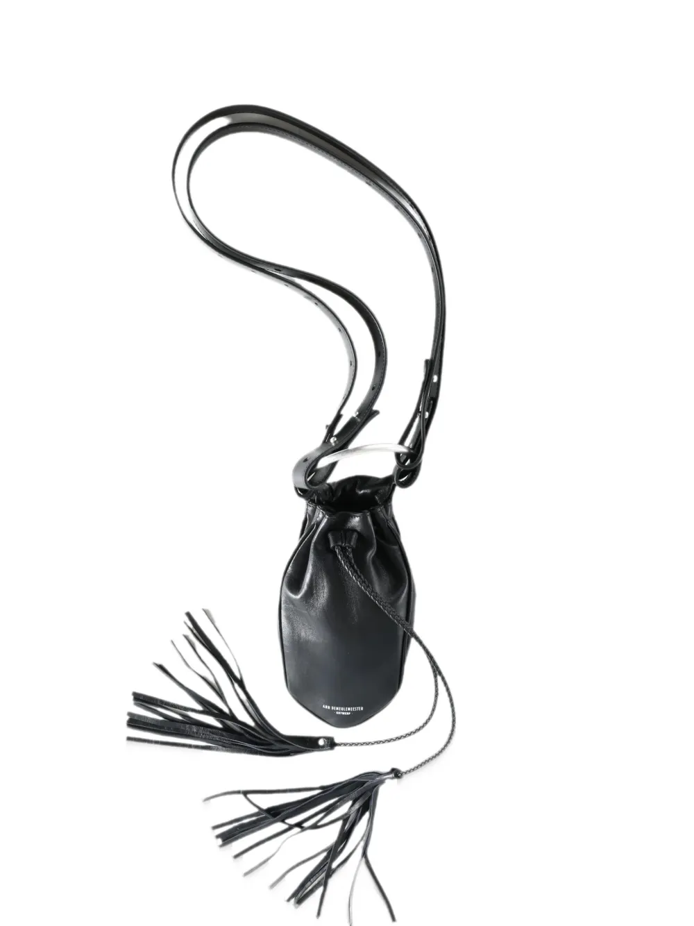 Ann Demeulemeester tassel-detail drawstring messenger bag - Nero