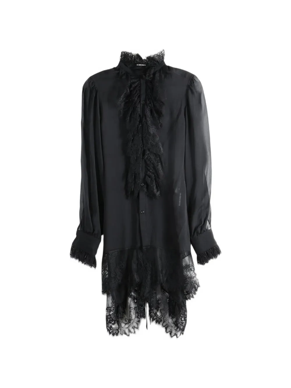 Ann Demeulemeester Barah lace-trim ruffled shirt - Black
