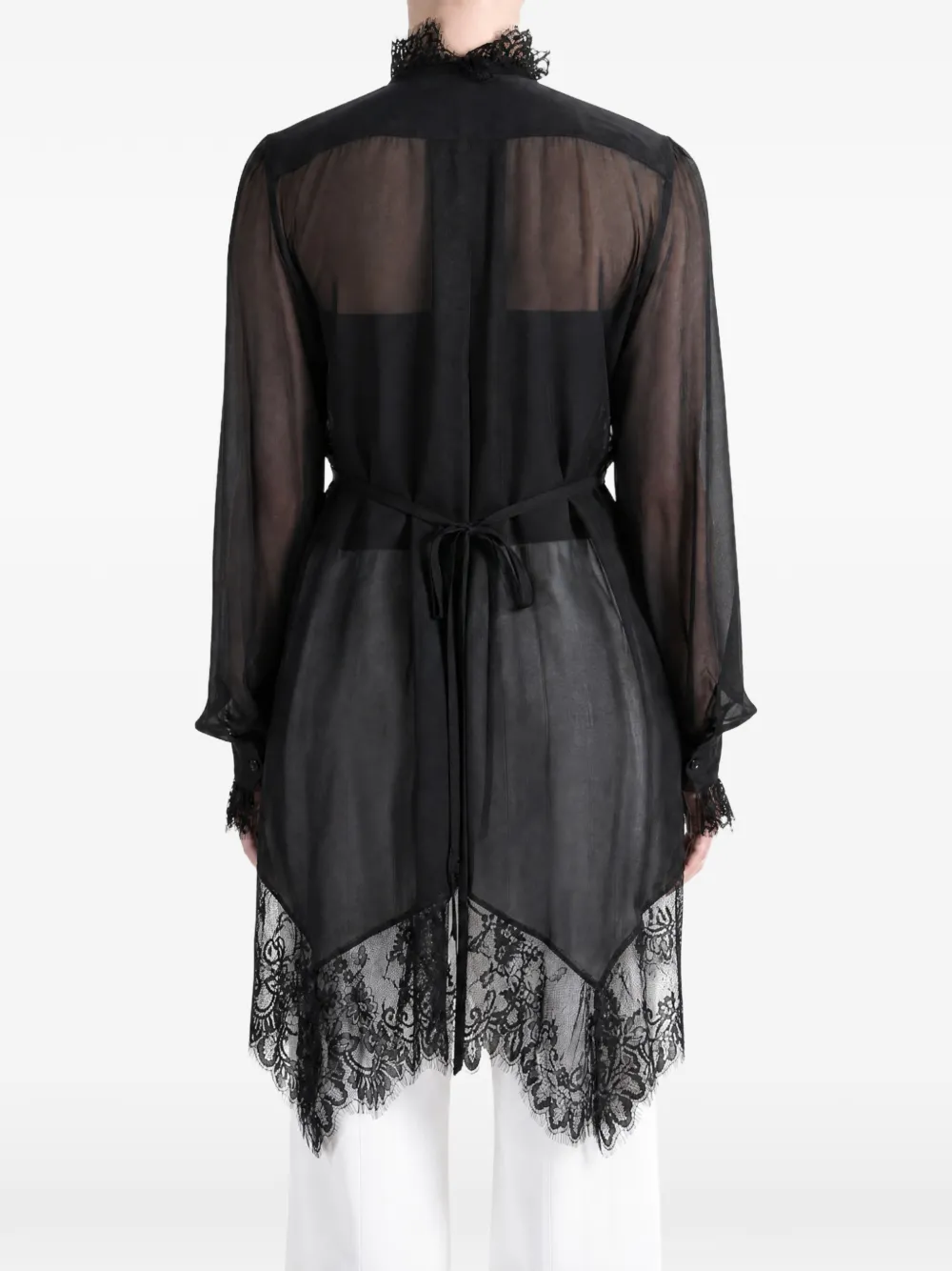 Ann Demeulemeester Barah lace-trim ruffled shirt Zwart