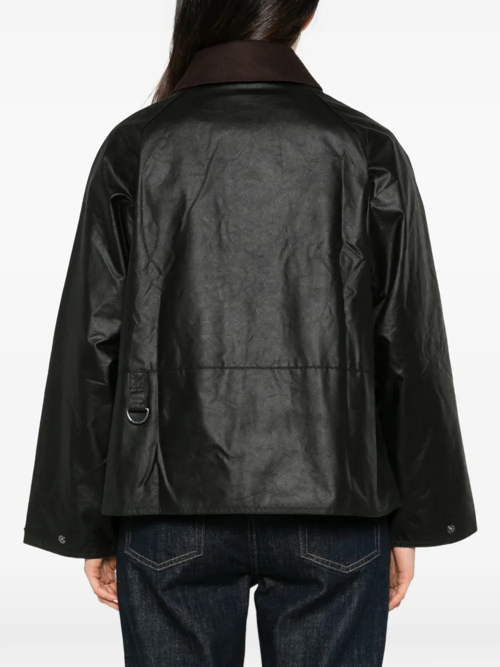 Barbour x A.P.C. logo-embroidered corduroy-collar jacket Zwart