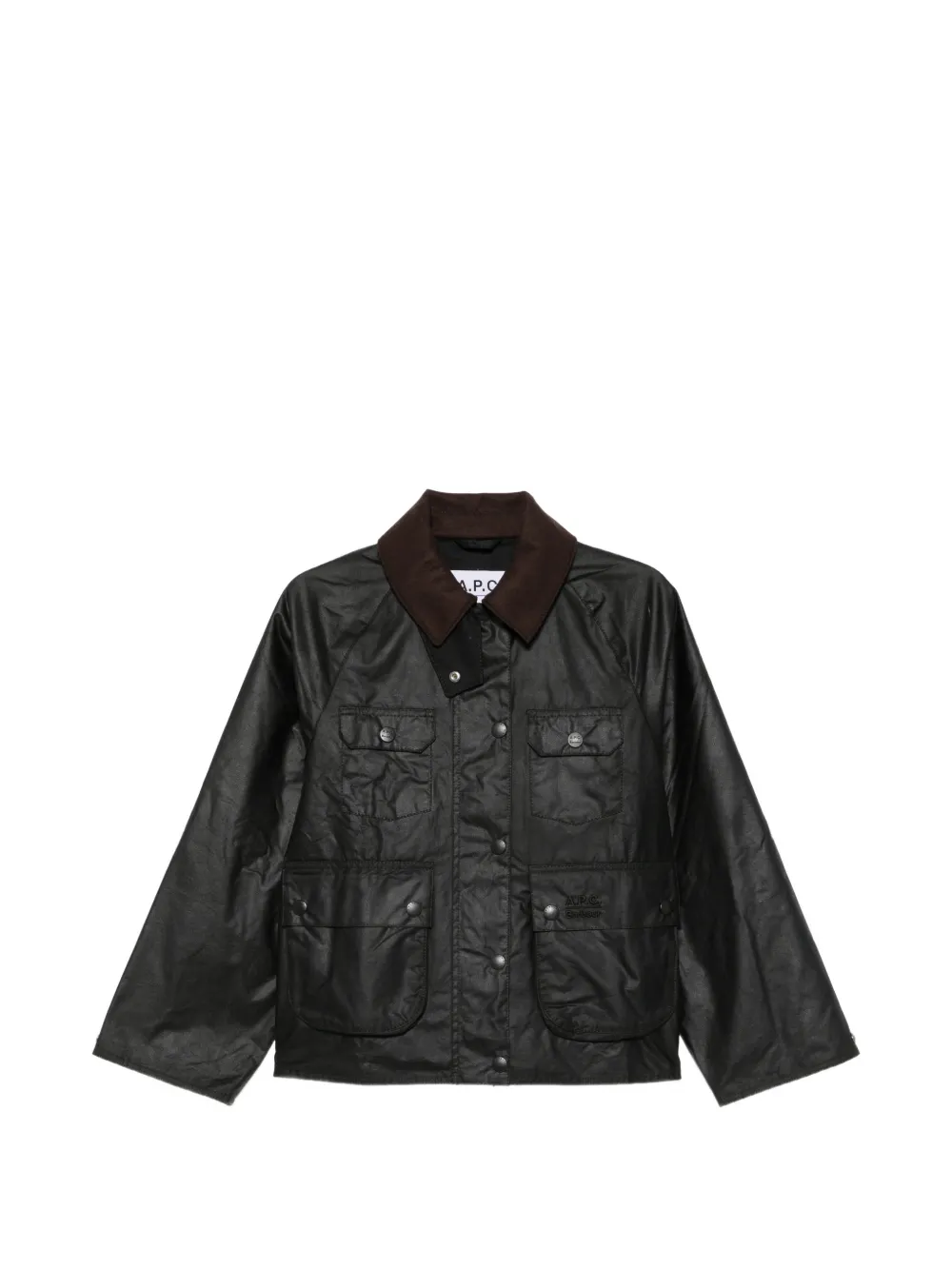 Barbour x A.P.C. logo-embroidered corduroy-collar jacket Zwart