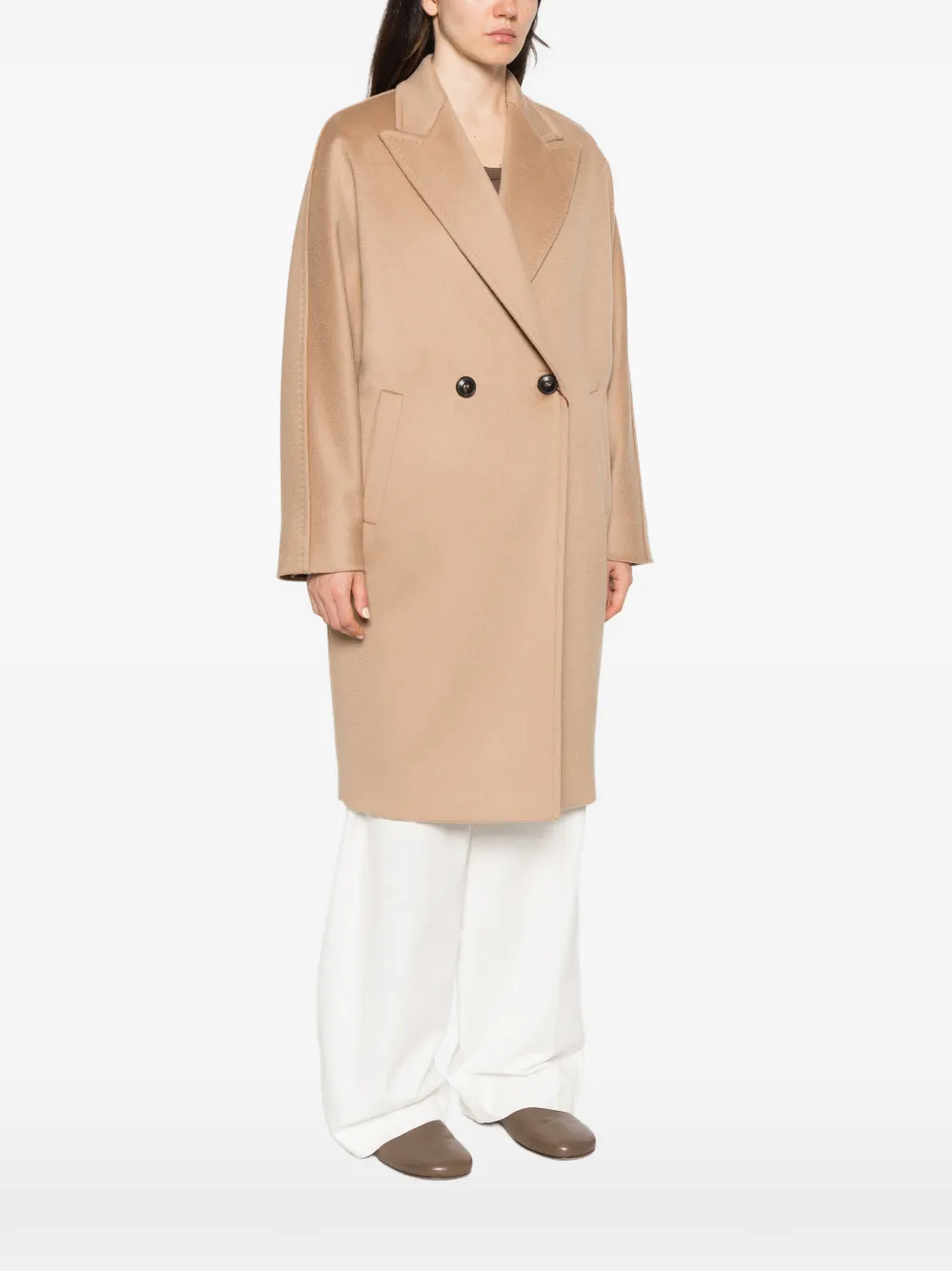 Max Mara double-breasted notched-lapel coat Beige