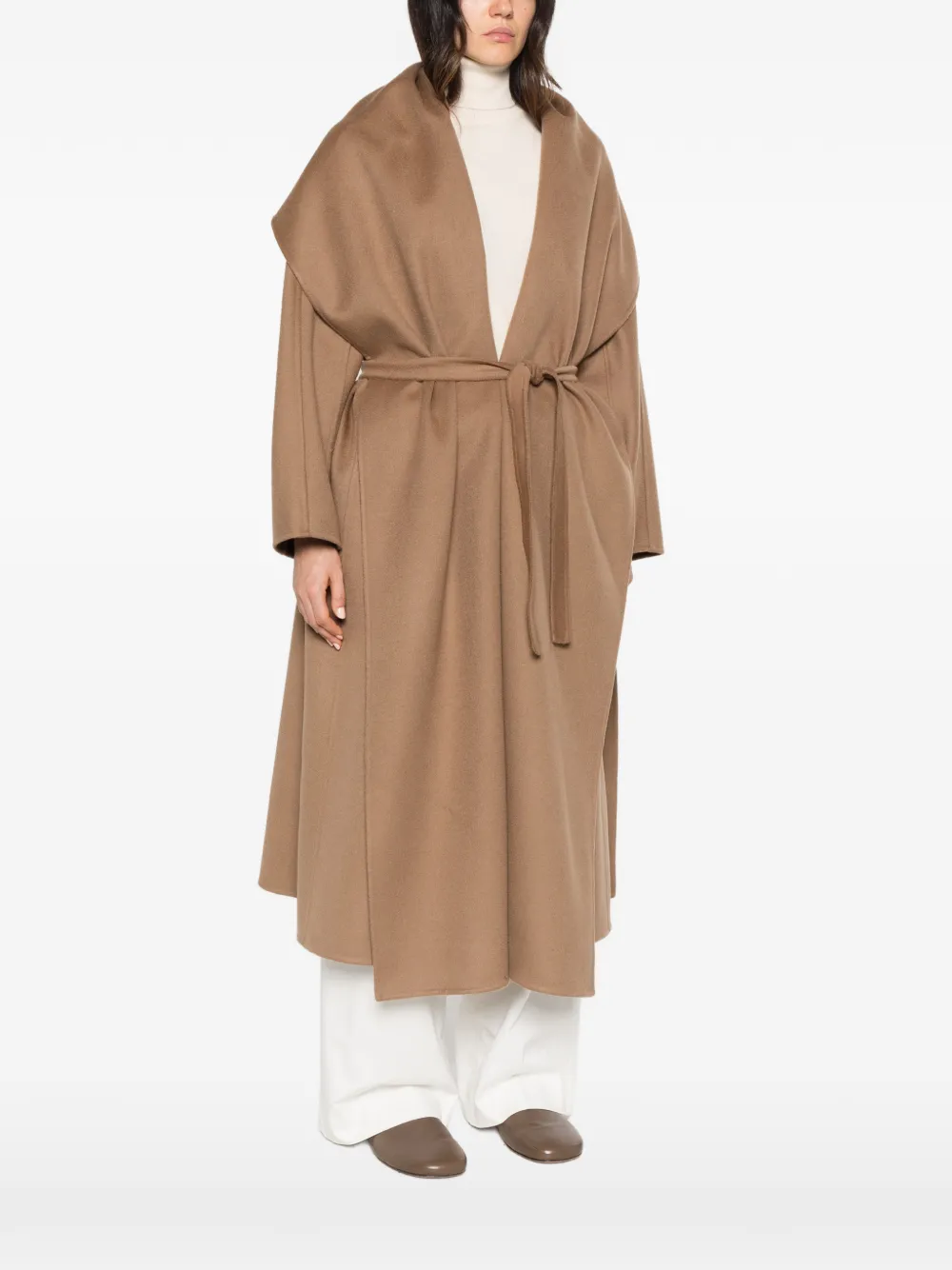 Max Mara belted shawl-collar coat Bruin