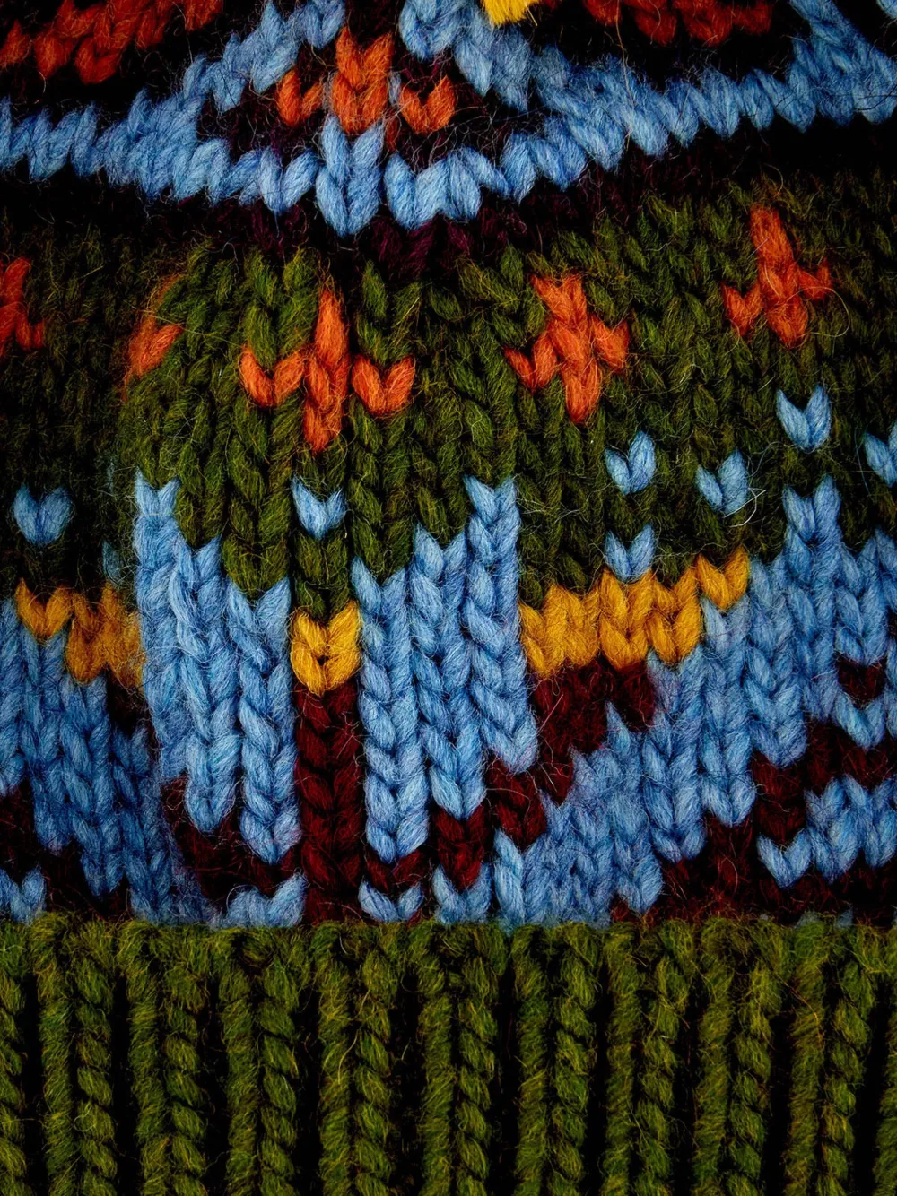 Gallo Fair Isle muts met pompon Groen