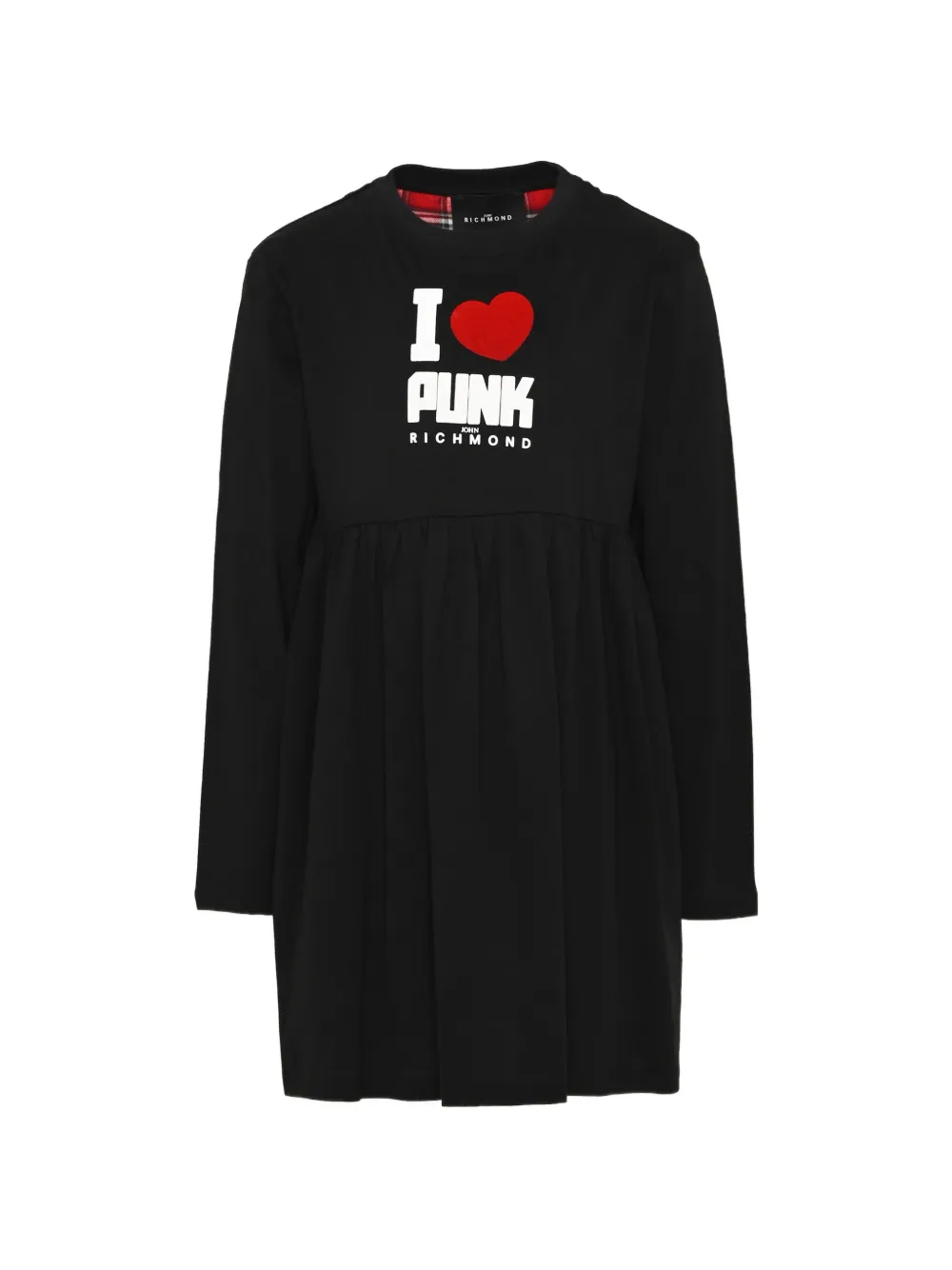John Richmond Junior logo-print gathered dress Zwart