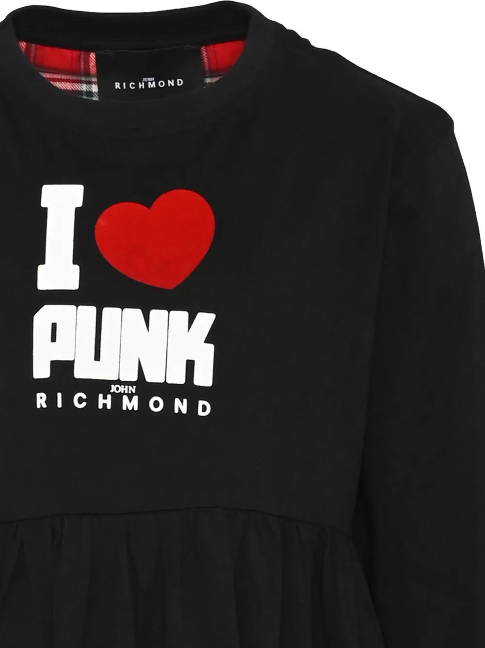 John Richmond Junior logo-print gathered dress Zwart