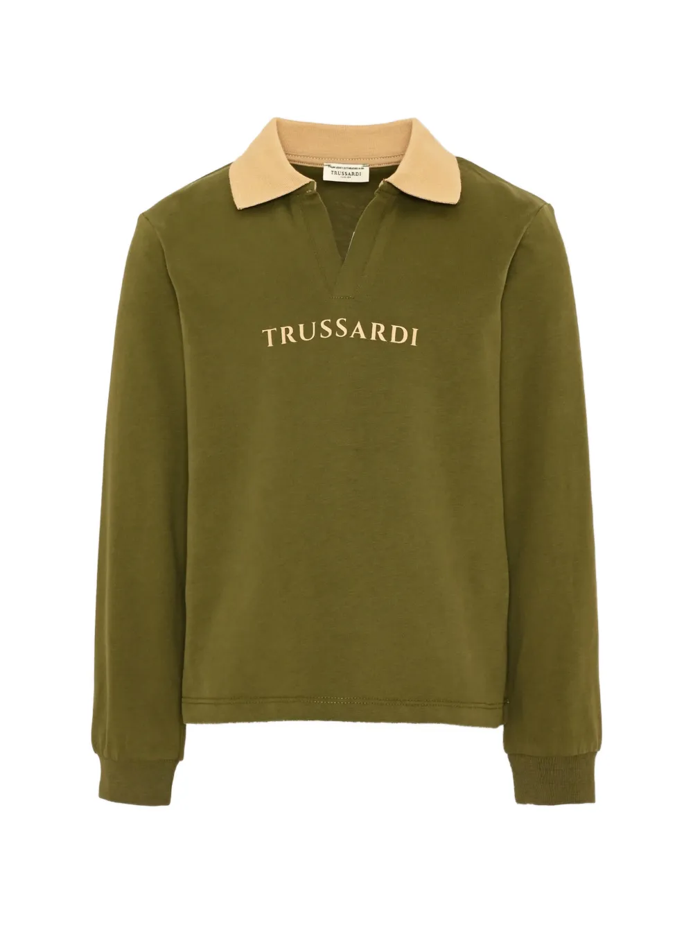 TRUSSARDI JUNIOR logo-print long-sleeve polo shirt - Verde