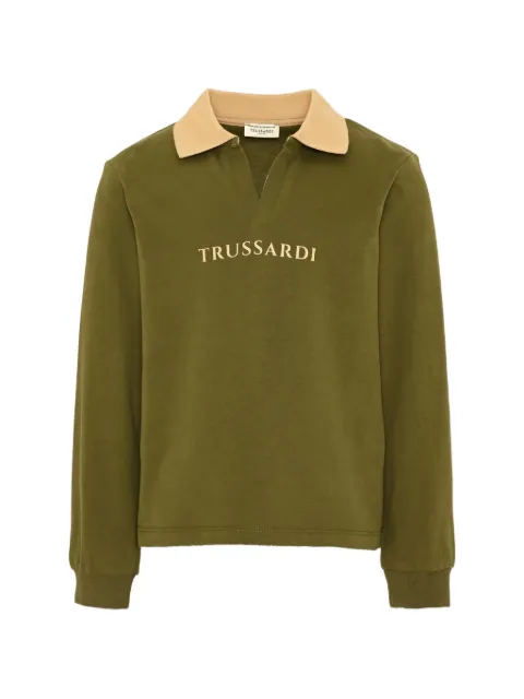 TRUSSARDI JUNIOR logo-print long-sleeve polo shirt