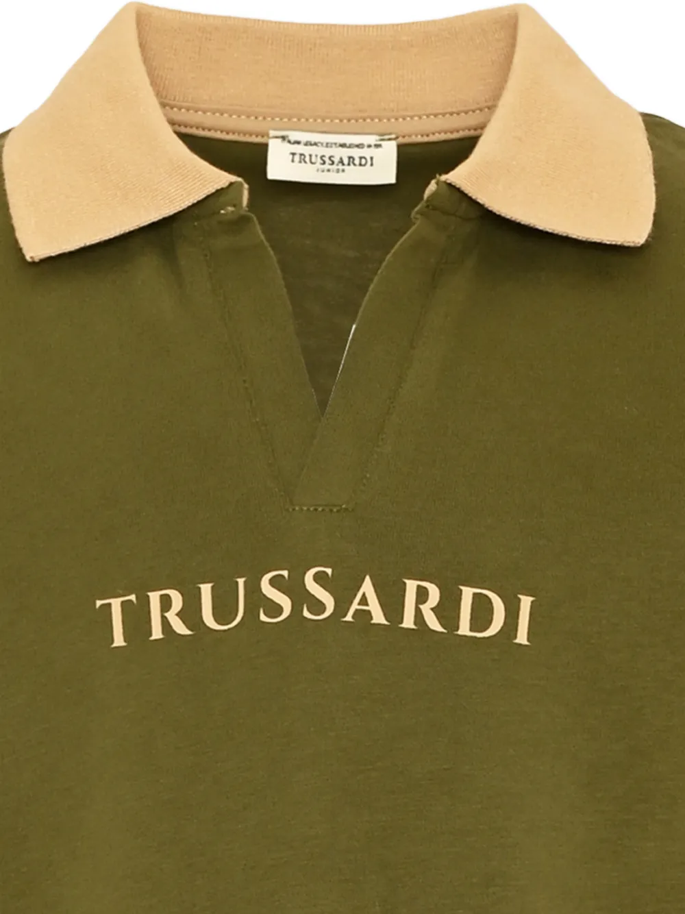TRUSSARDI JUNIOR logo-print long-sleeve polo shirt Groen