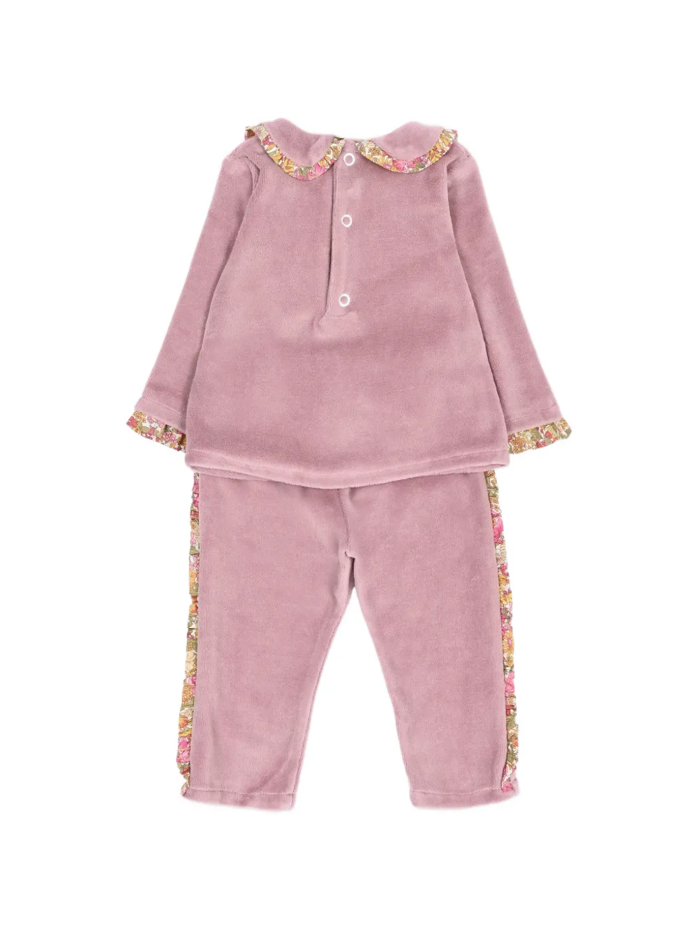 Pesciolino Rosso Kids floral-trim ruffled pajamas Roze