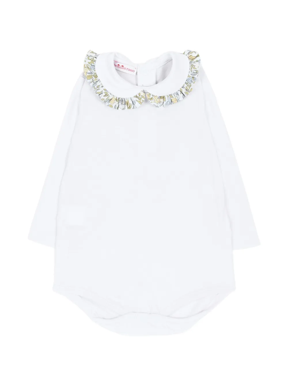 Pesciolino Rosso Kids floral-trim Peter Pan collar bodysuit Beige