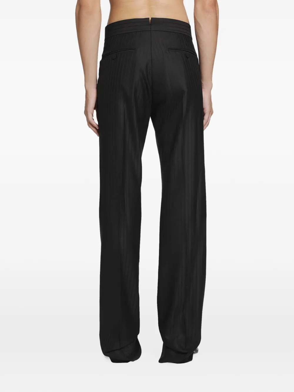 TOM FORD broken-twill satin-stripe trousers Bruin