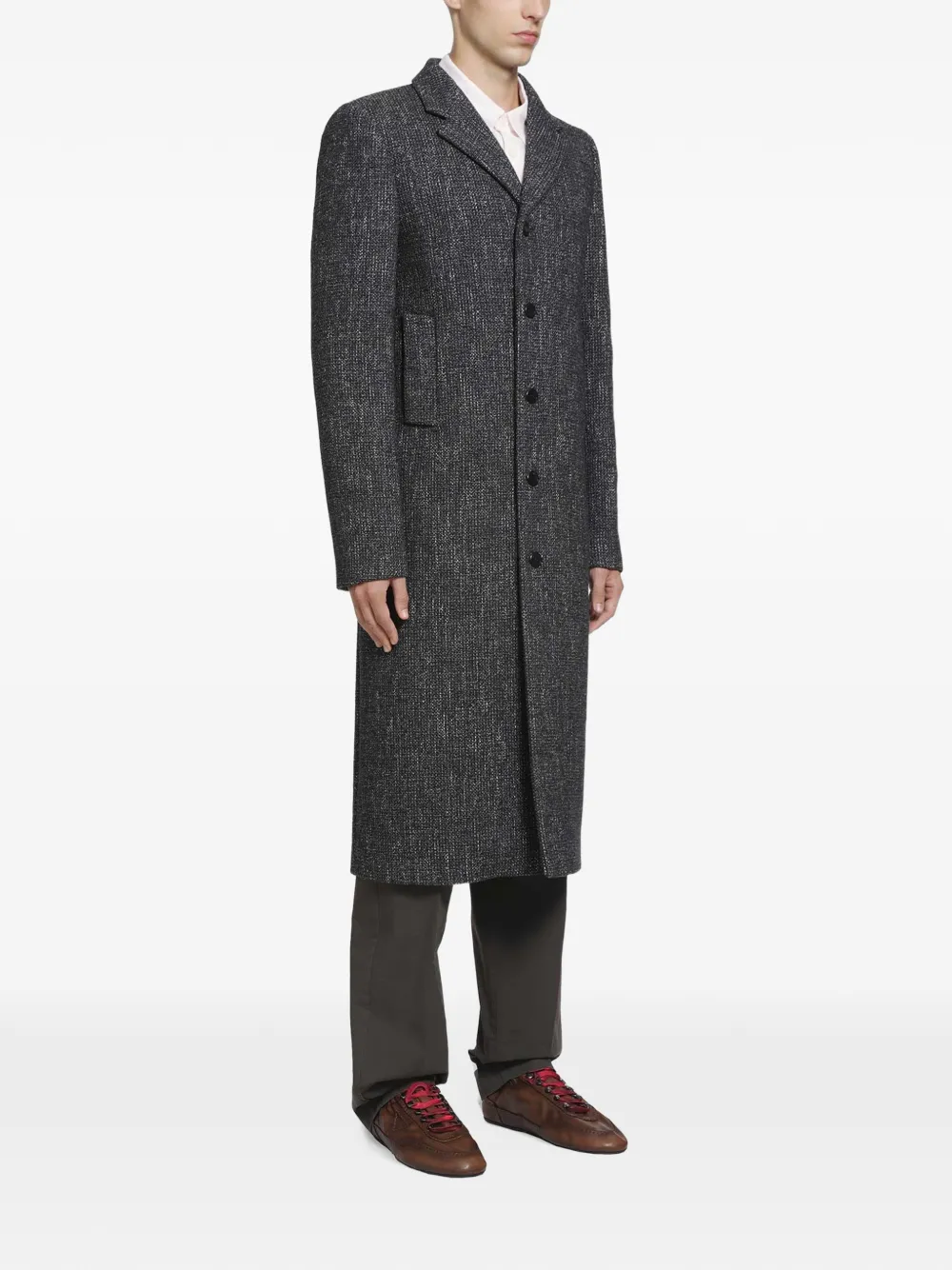 Prada single-breasted wool-blend coat Grijs