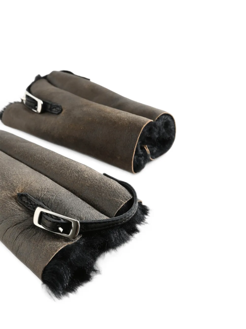 OUR LEGACY buckle-fastening sheepskin arm warmers Bruin