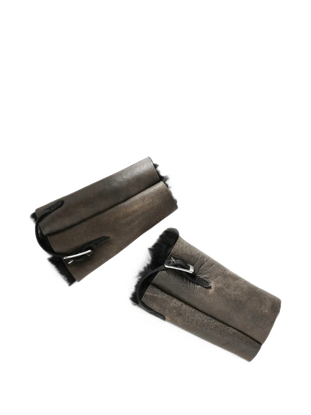 OUR LEGACY buckle-fastening sheepskin arm warmers Bruin