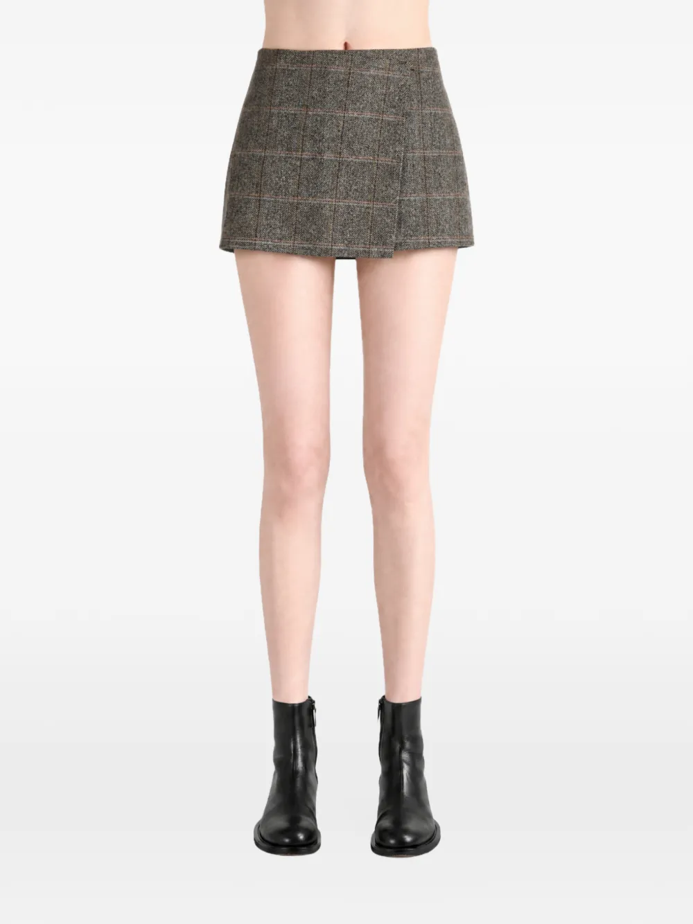 Sporty & Rich Astrid check wrap mini skirt Bruin