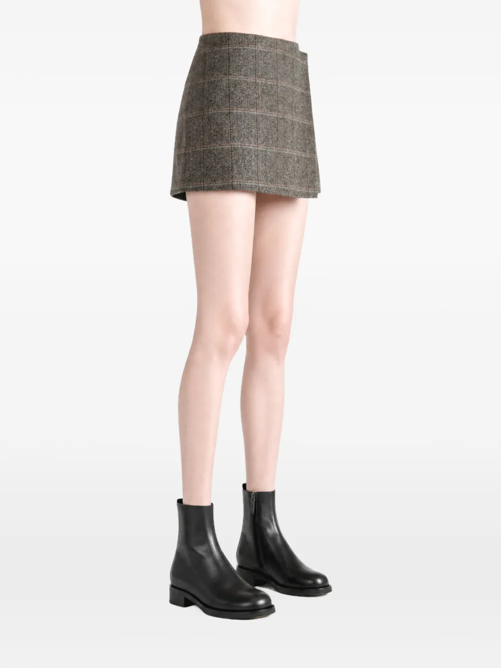 Sporty & Rich Astrid check wrap mini skirt Bruin