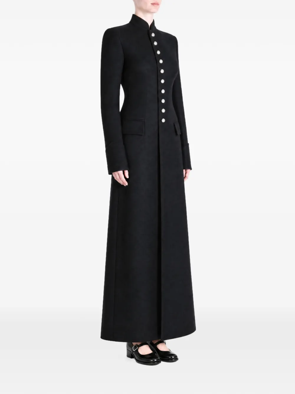 Ann Demeulemeester Alma button-up stand-collar coat Zwart