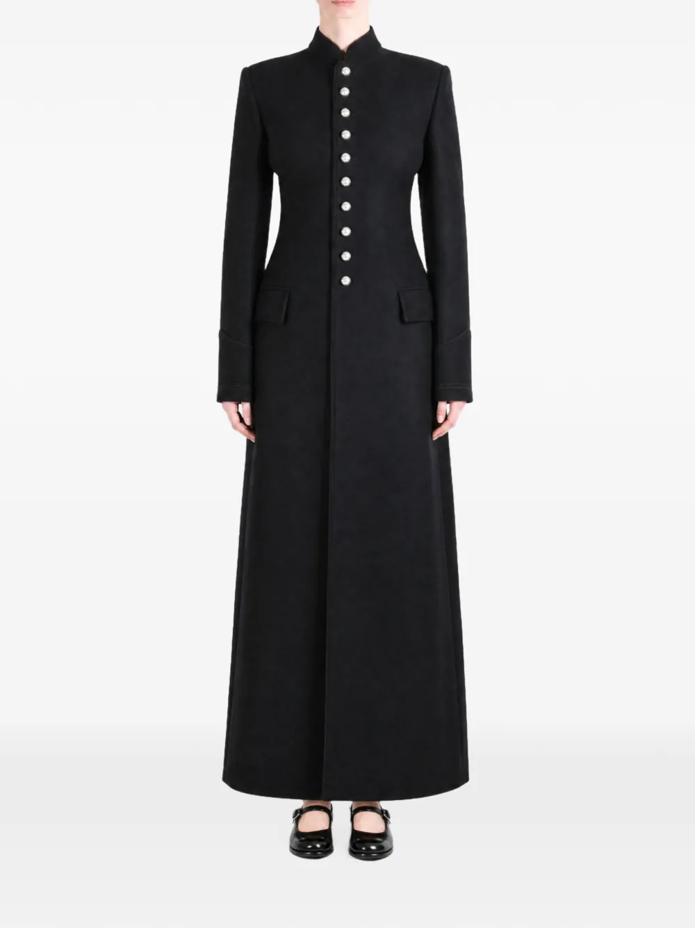 Ann Demeulemeester Alma button-up stand-collar coat Zwart