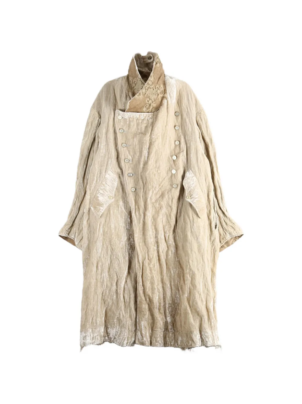 COMMUNS crinkled-finish frayed-edge coat - Neutrals