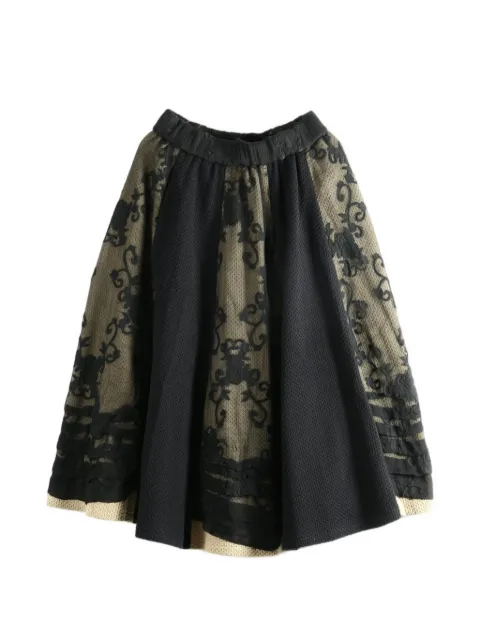 COMMUNS floral-embroidered panelled midi skirt