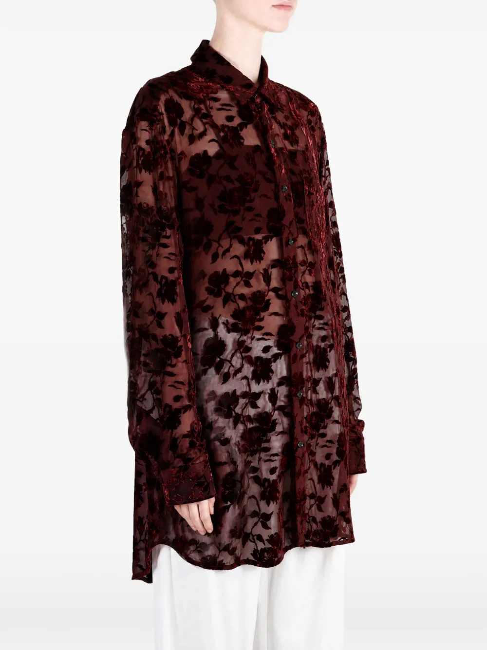 Ann Demeulemeester Elisabeth floral-devoré shirt Rood