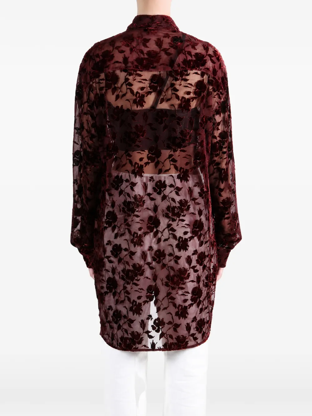Ann Demeulemeester Elisabeth floral-devoré shirt Rood