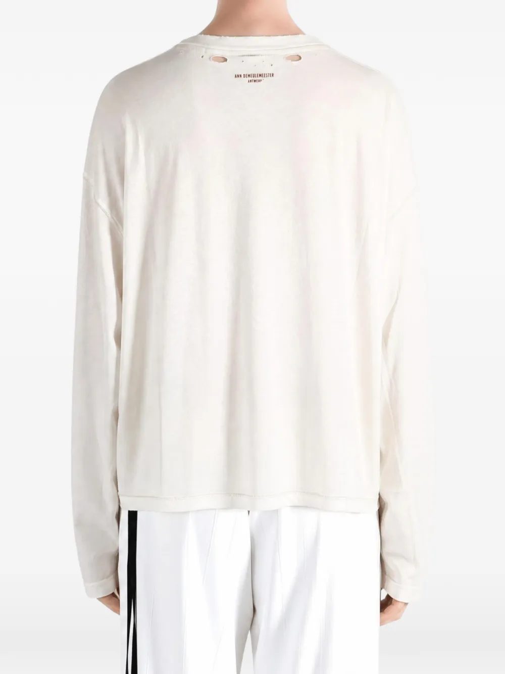 Ann Demeulemeester Nikita distressed graphic-print T-shirt Beige