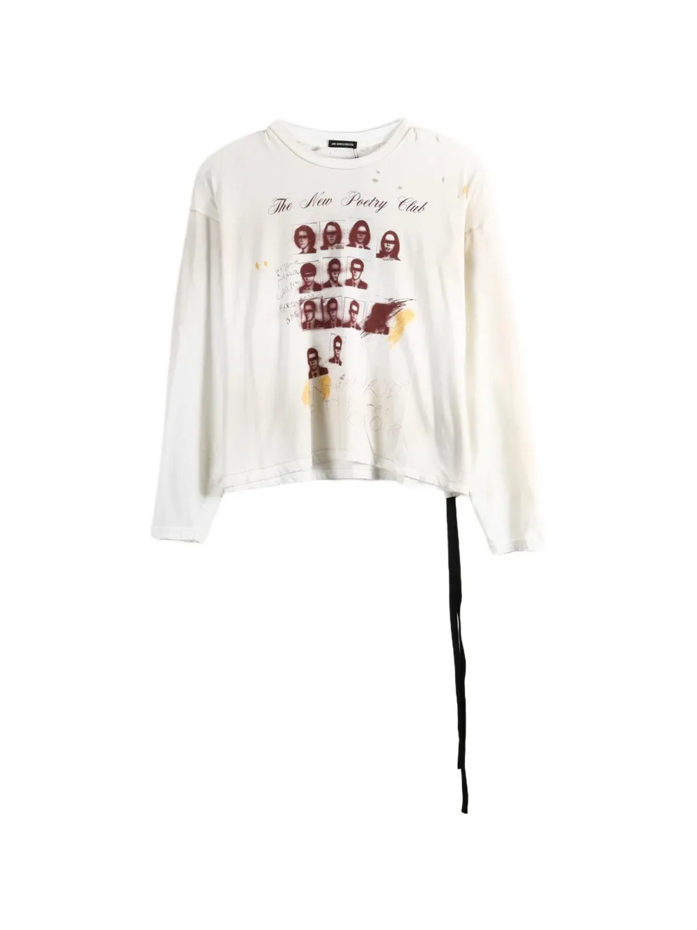 Ann Demeulemeester Nikita distressed graphic-print T-shirt Beige