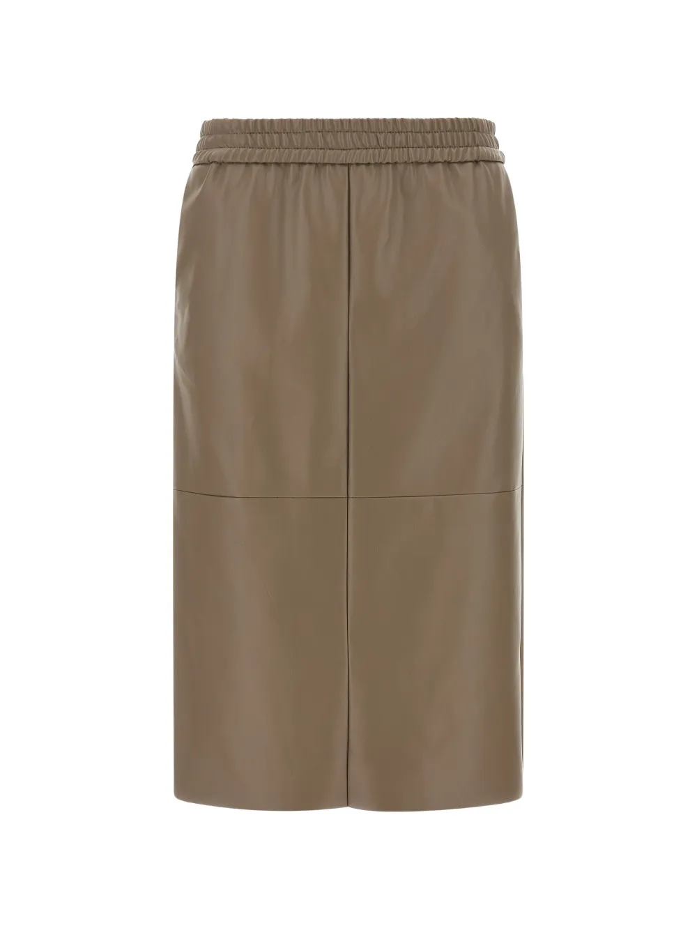 Nude panelled faux-leather midi skirt