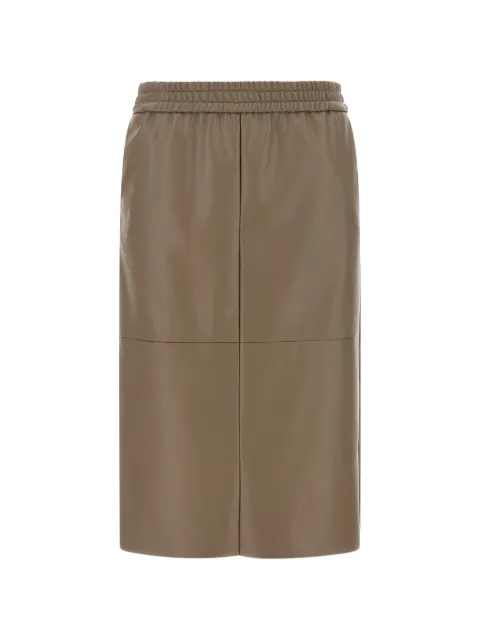 Nude panelled faux-leather midi skirt