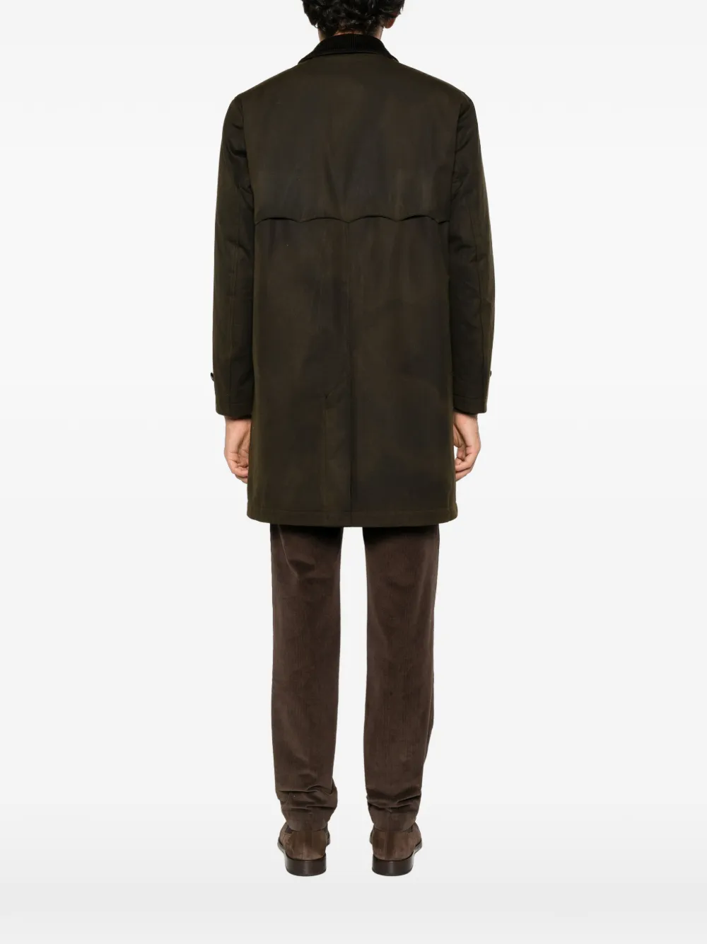 Baracuta corduroy-collar single-breasted coat Groen