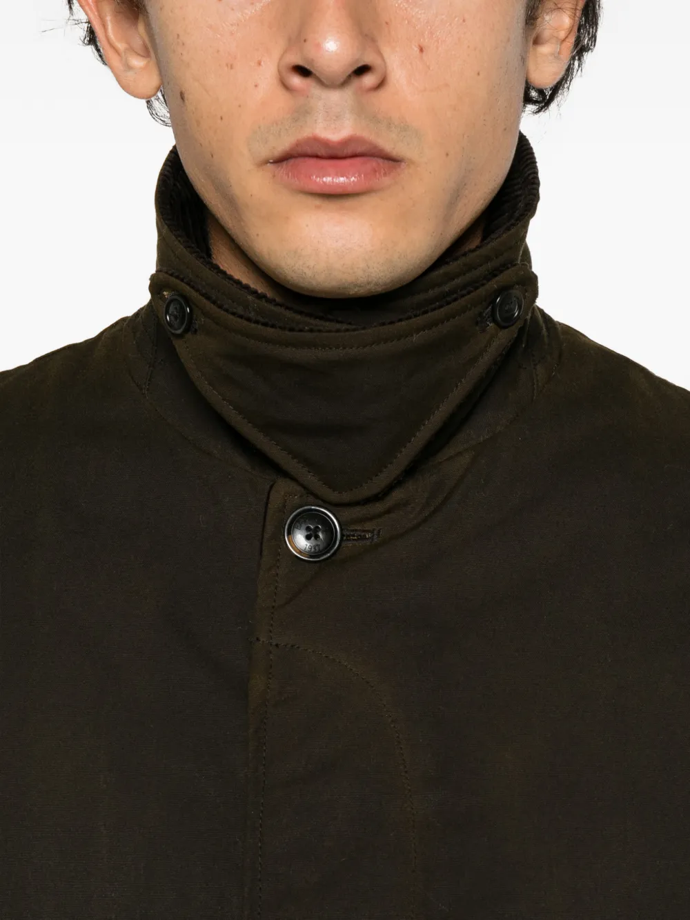Baracuta corduroy-collar single-breasted coat Groen