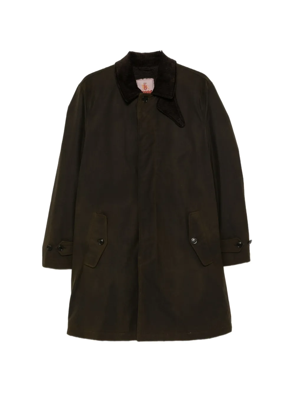 Baracuta 코듀로이 칼라 싱글 브레스티드 코트 | 그린 | Image 1