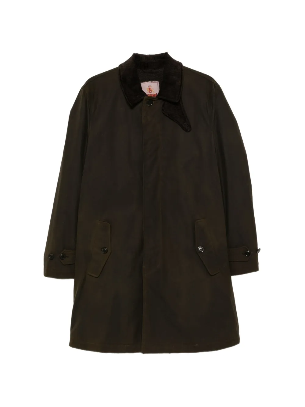 Baracuta corduroy-collar single-breasted coat - Verde