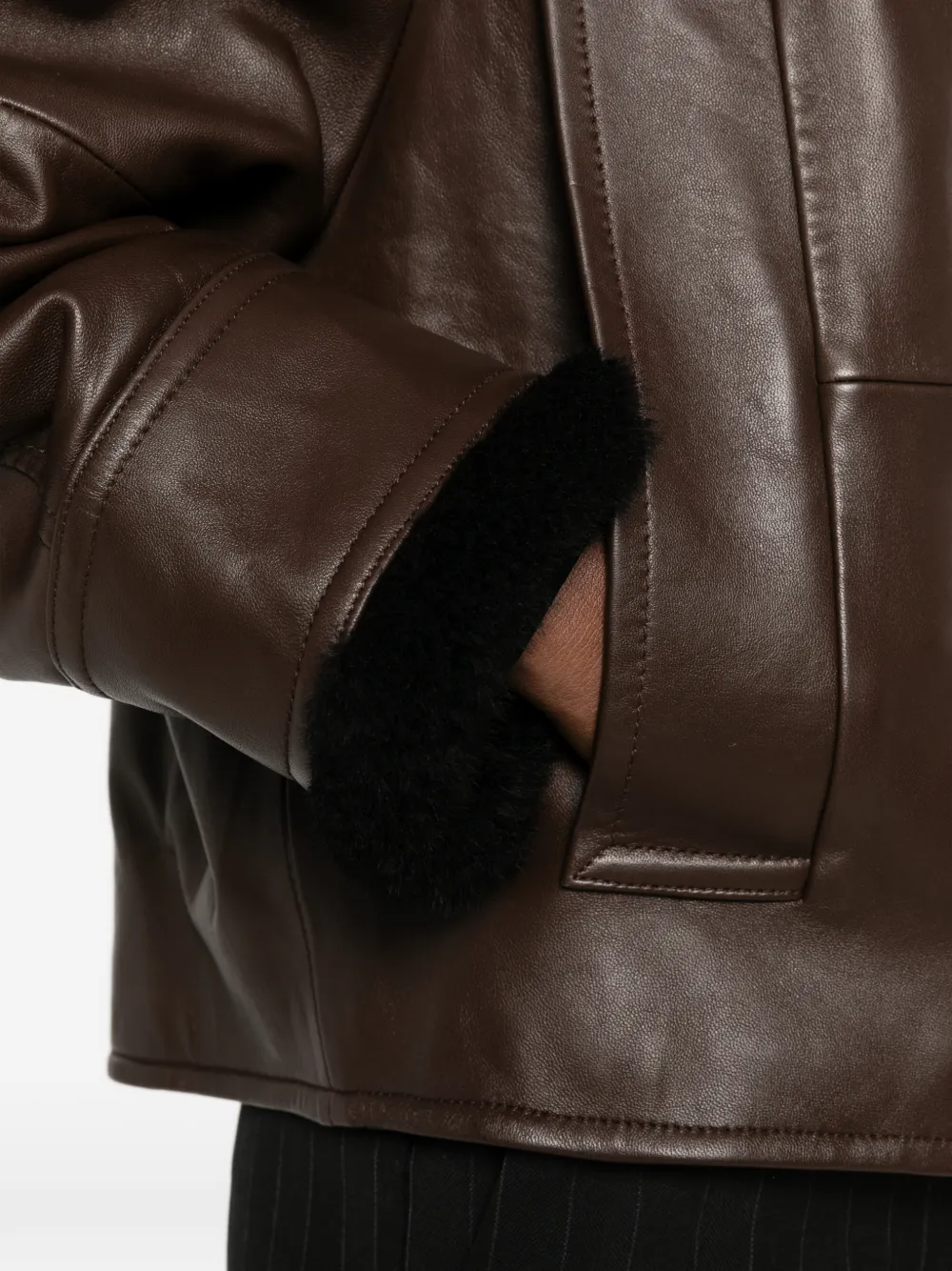 Sportmax shearling-trim leather jacket Bruin