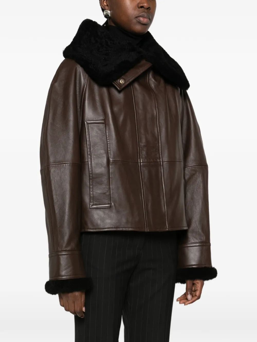 Sportmax shearling-trim leather jacket Bruin