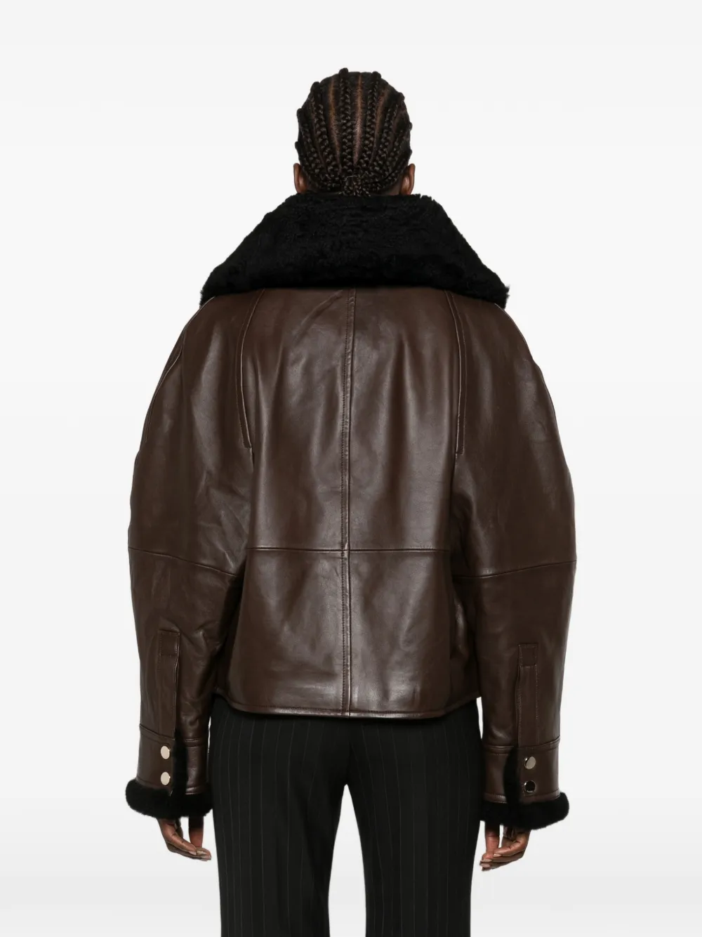 Sportmax shearling-trim leather jacket Bruin