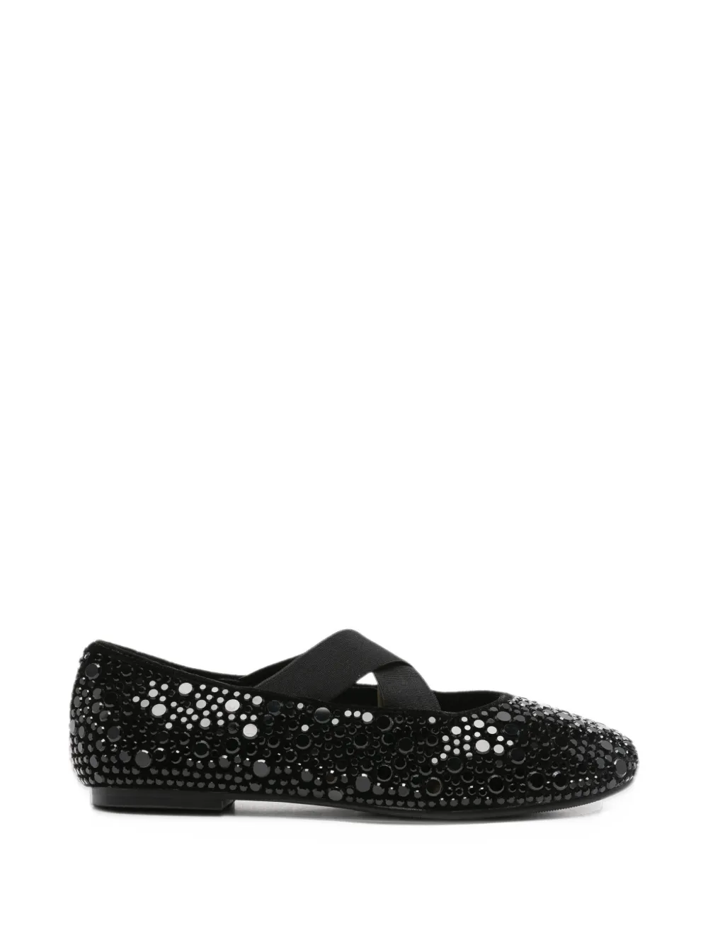 TWENTY FOURHAITCH crystal-embellished cross-strap ballet flats - Nero