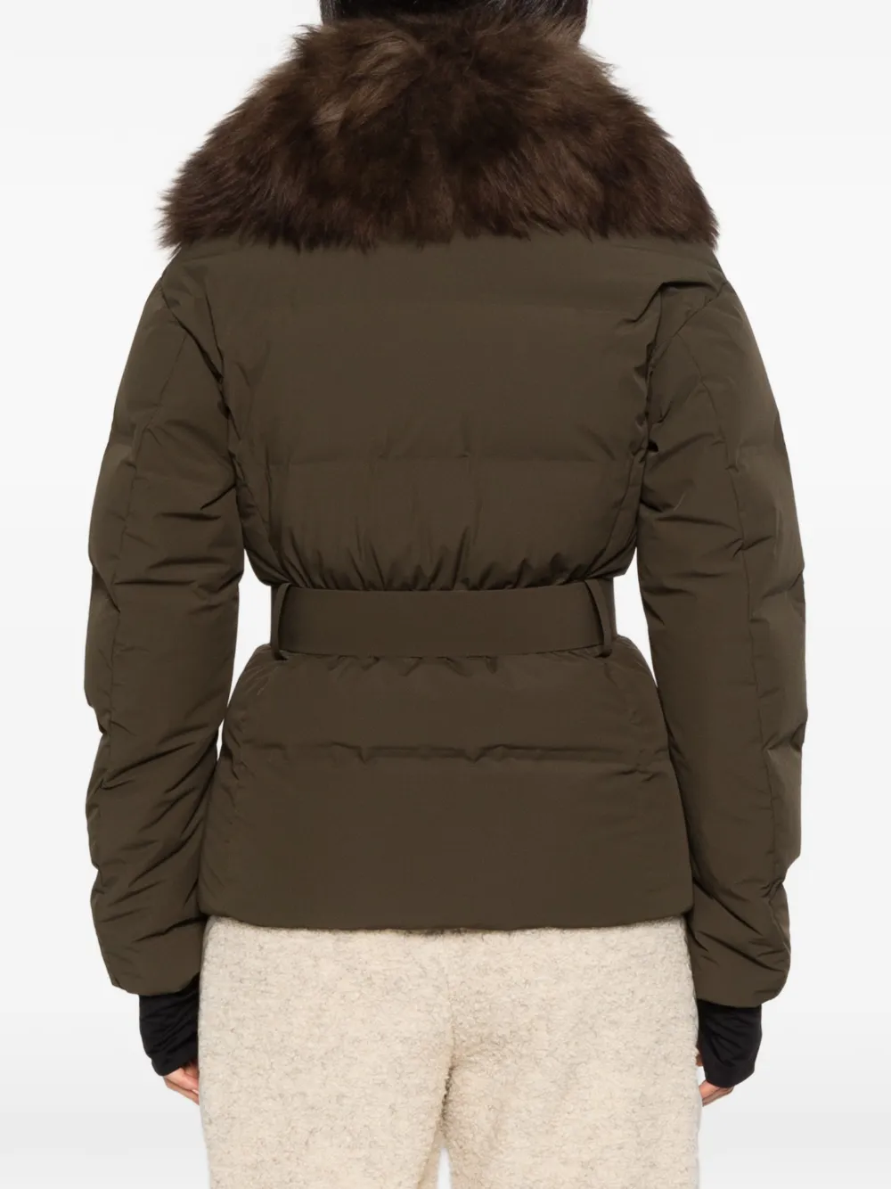Moncler Grenoble belted faux-fur collar jacket Groen